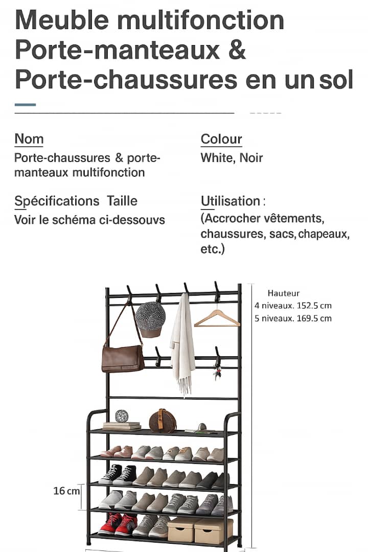 Porte-chaussures & Porte-manteaux 2 en 1